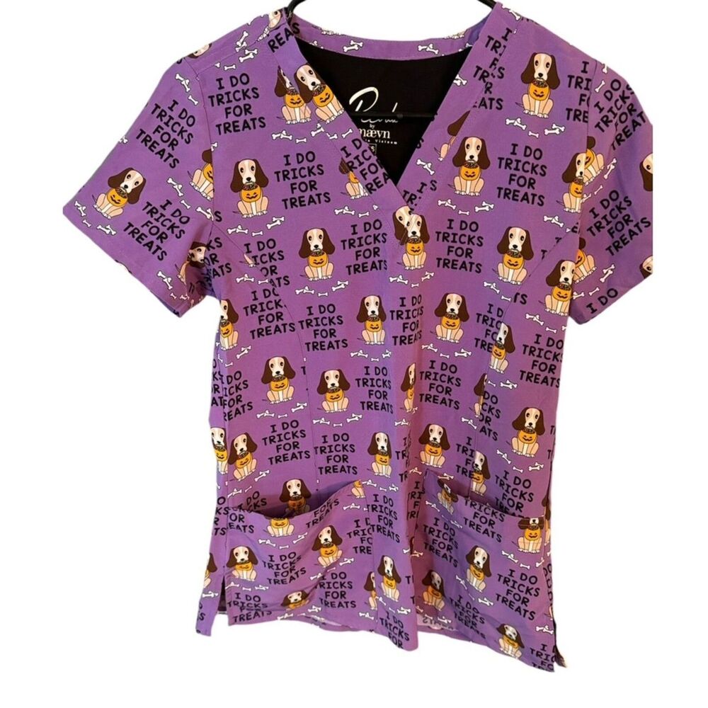 Prints By Maevn Scrubs Halloween Dogs Vet Women Size XS Uniform Medical